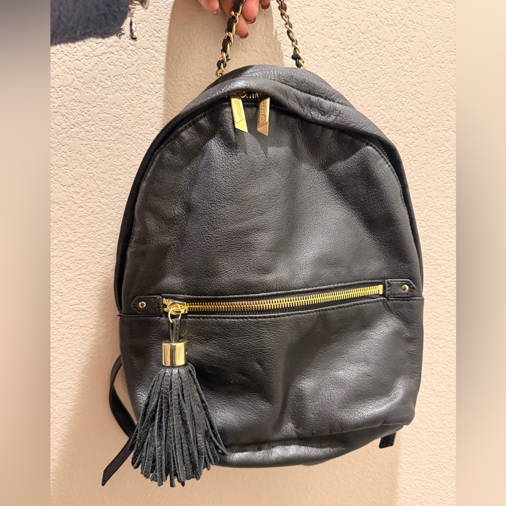 Margot Black Leather Backpack Purse